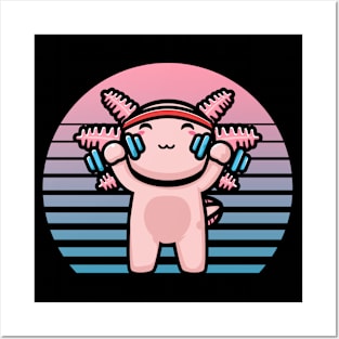 Kawaii Axolotl Weight Lifting Funny Workout Gym Gift Posters and Art